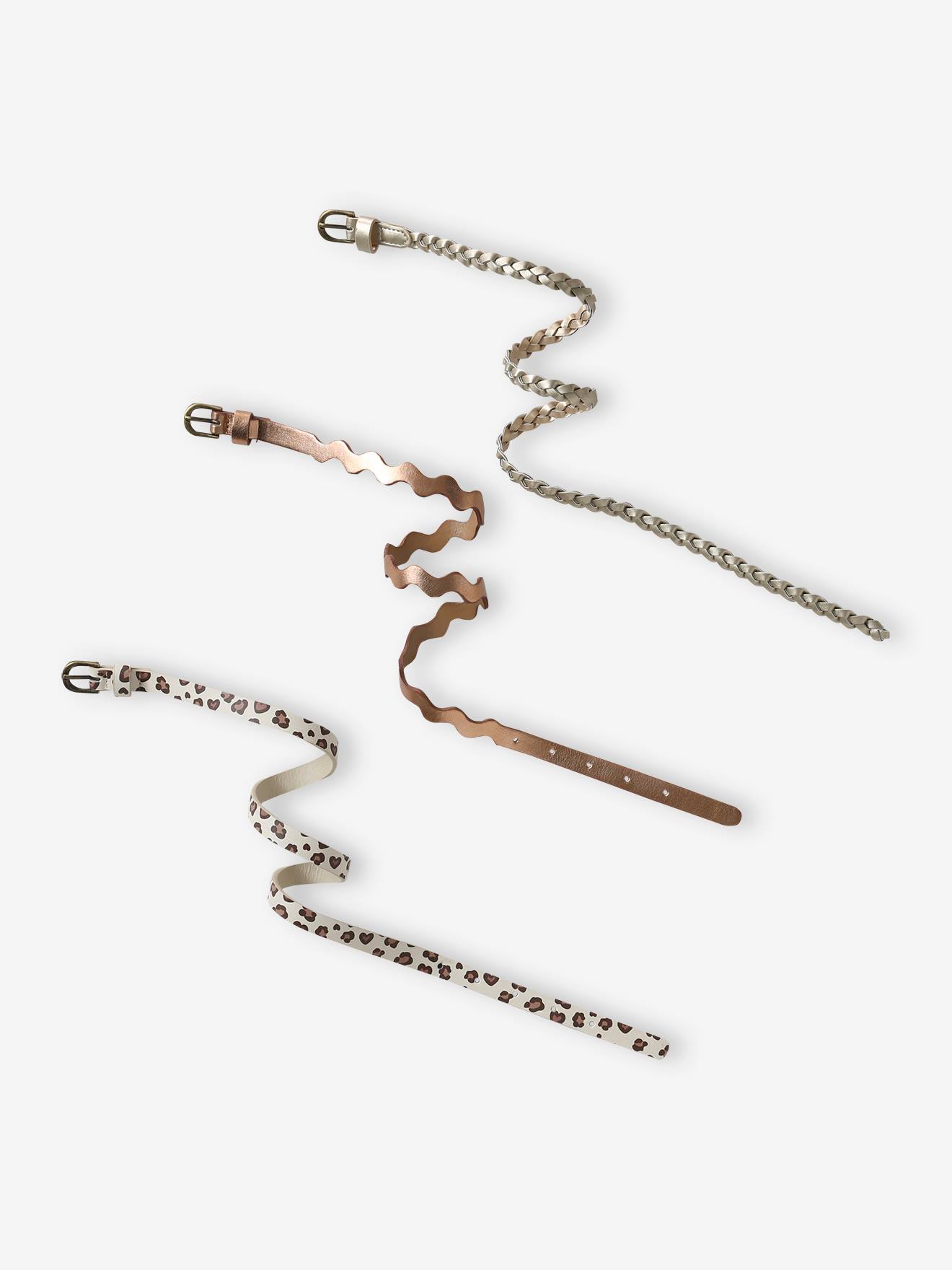 Lot de 3 fines ceintures fille assorties