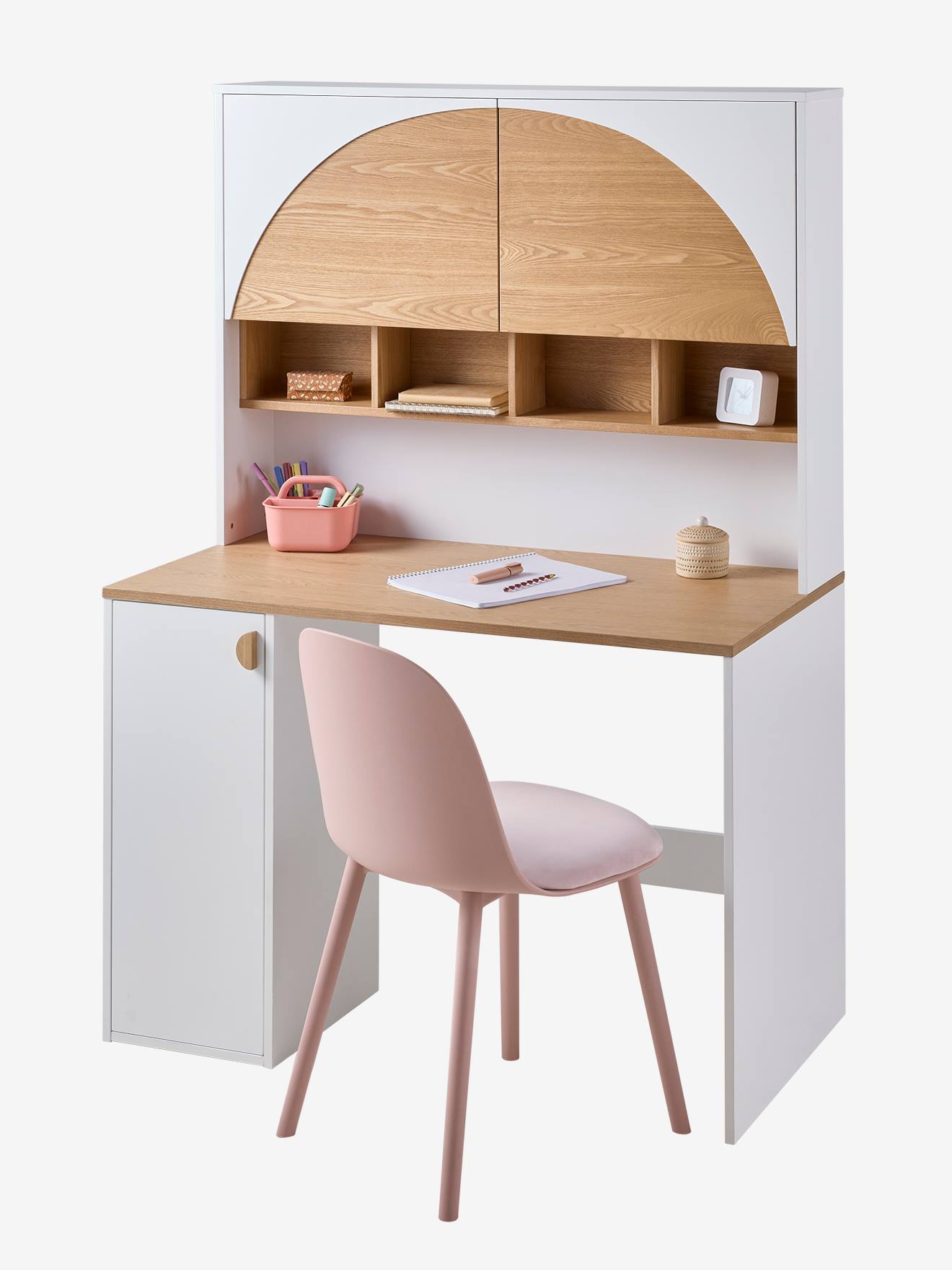 Bureau Enfant Leomark Avec Étagère - Style Scandinave, Blanc, 90x50x77cm, Montage Facile