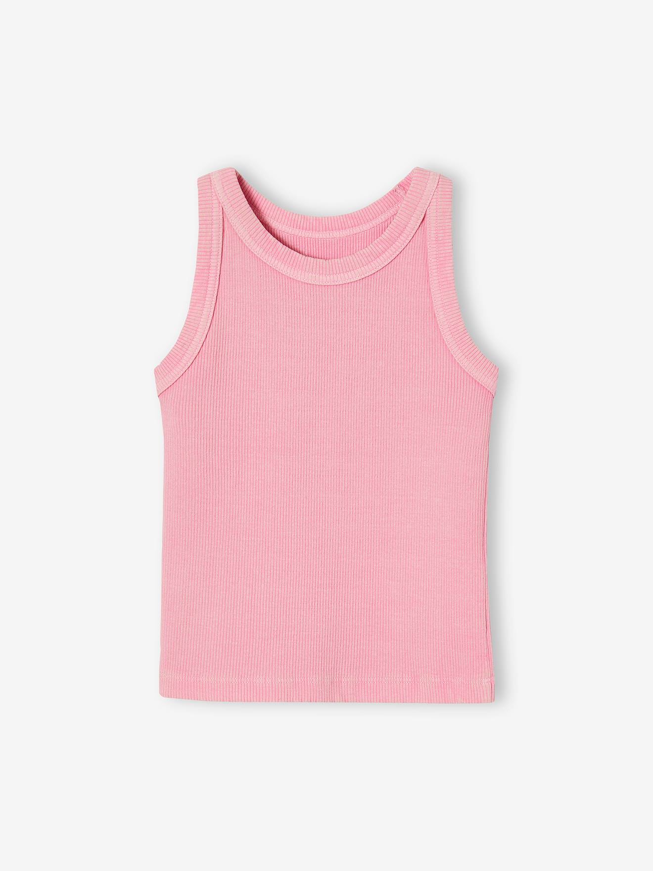 Débardeur en côtes fille rose bonbon