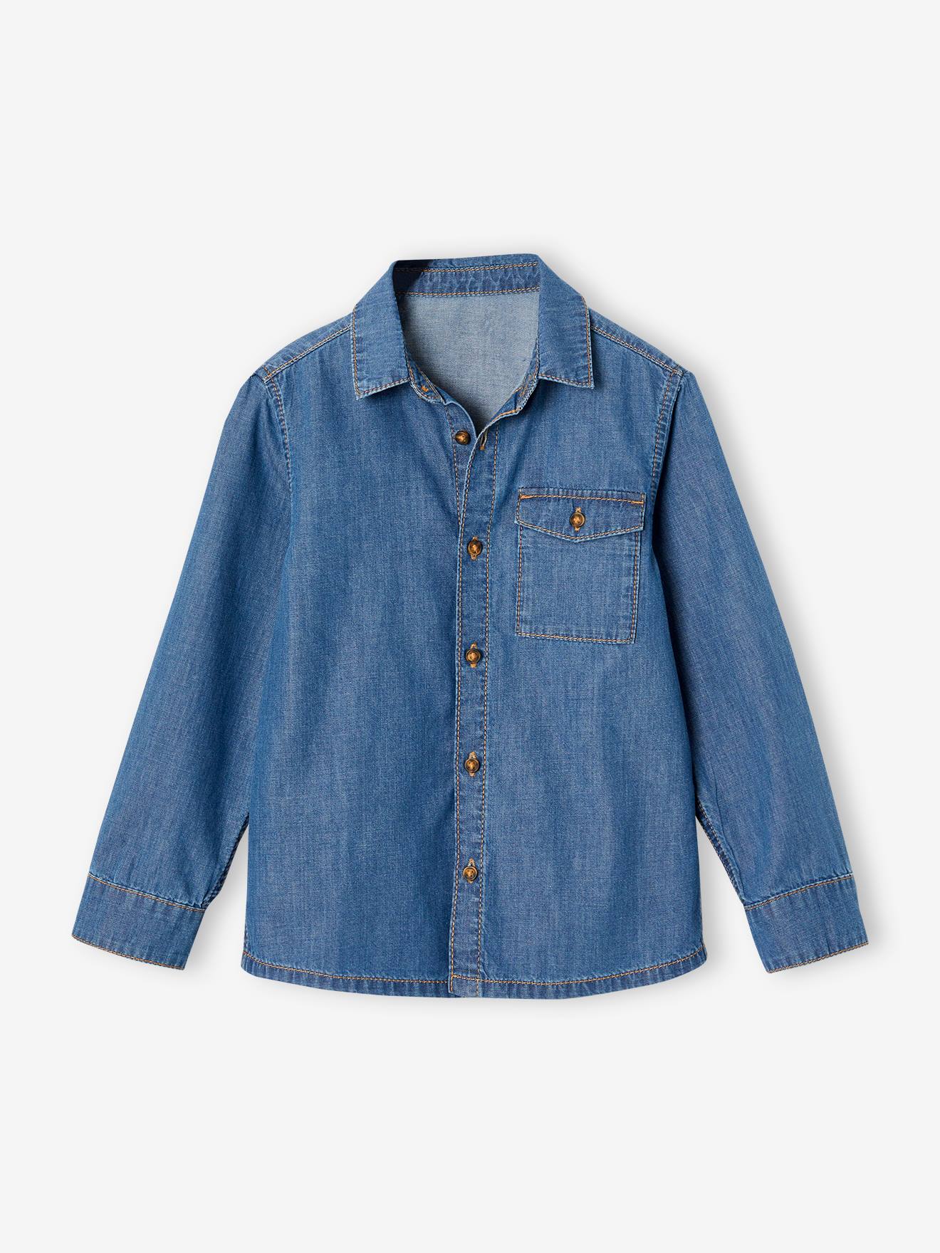 Chemise en denim léger garçon stone