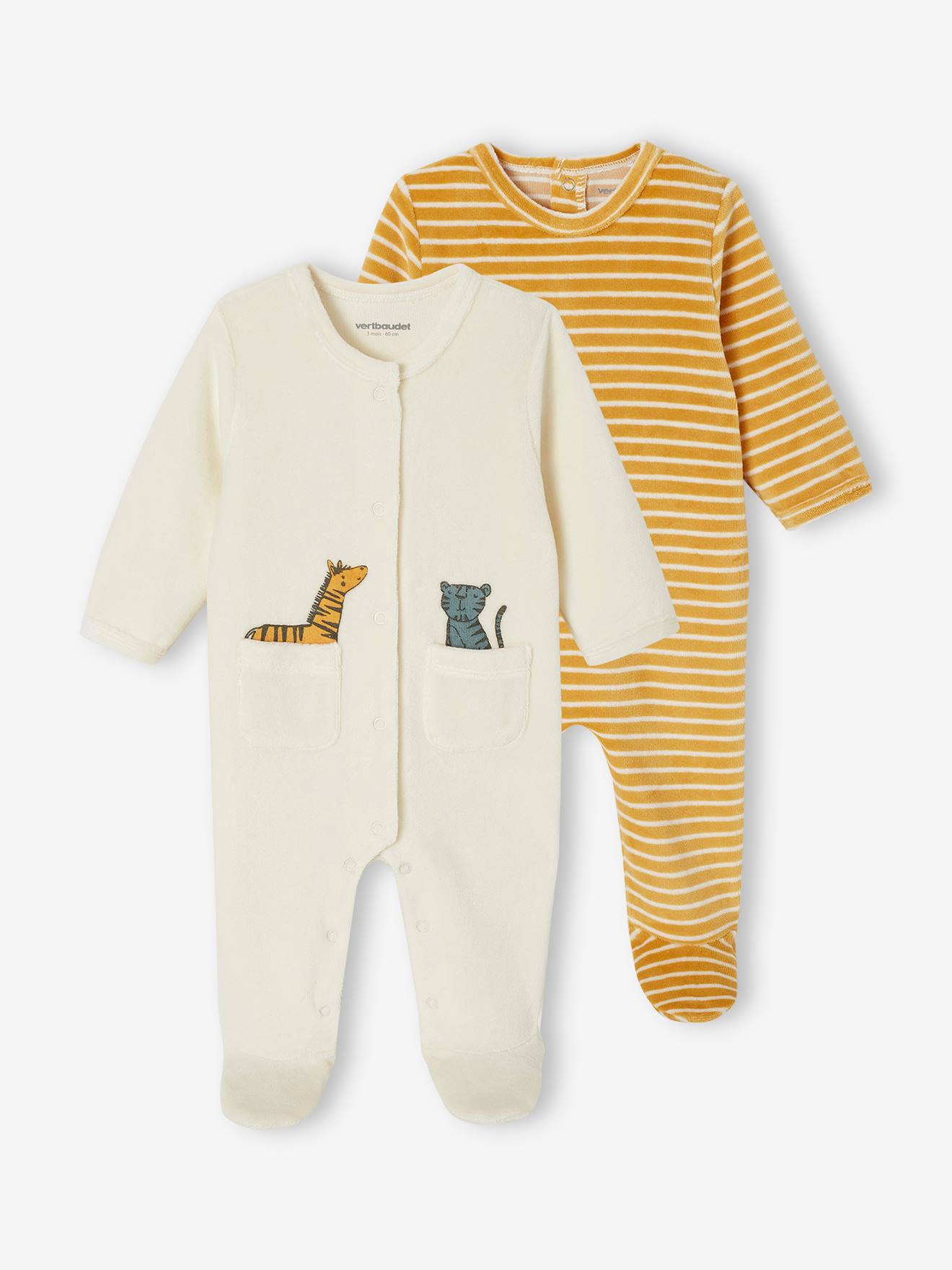 Lot de 2 dors-bien en velours jaune