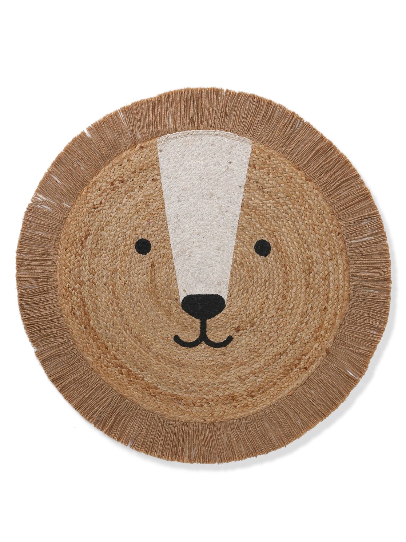 Tapis rond en jute Lion beige doré (Vertbaudet) - Image 1