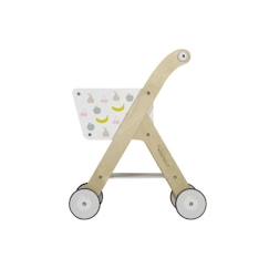 Jouet-Caddie, Chariot de Courses en Bois pour Enfant - KINDSGUT - Blanc avec Motifs Fruits