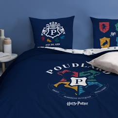 -Housse de couette et taie d'oreiller Harry Potter Blason - 100% coton - 240x220 - Bleu