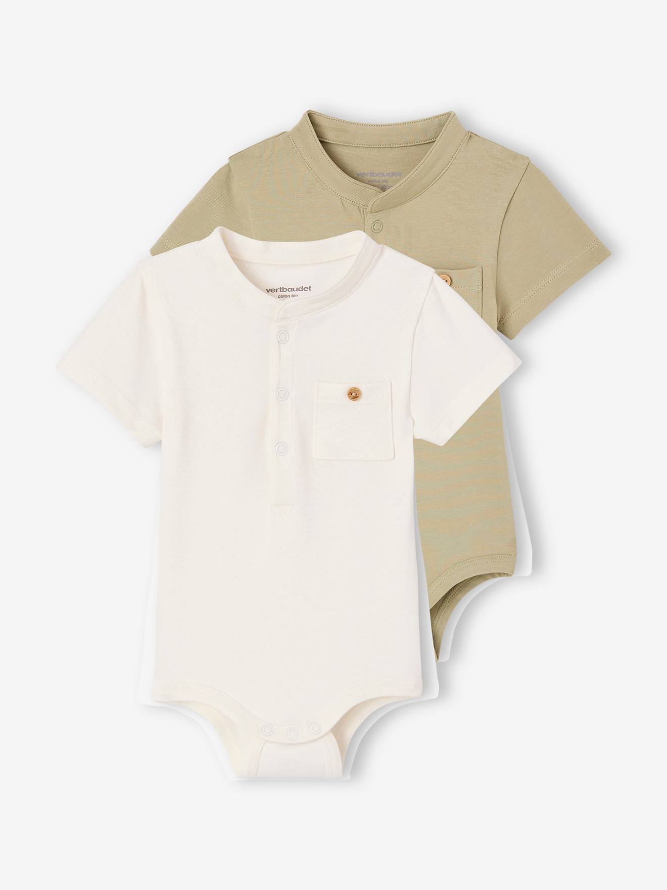 Lot de 2 bodies naissance col mao kaki