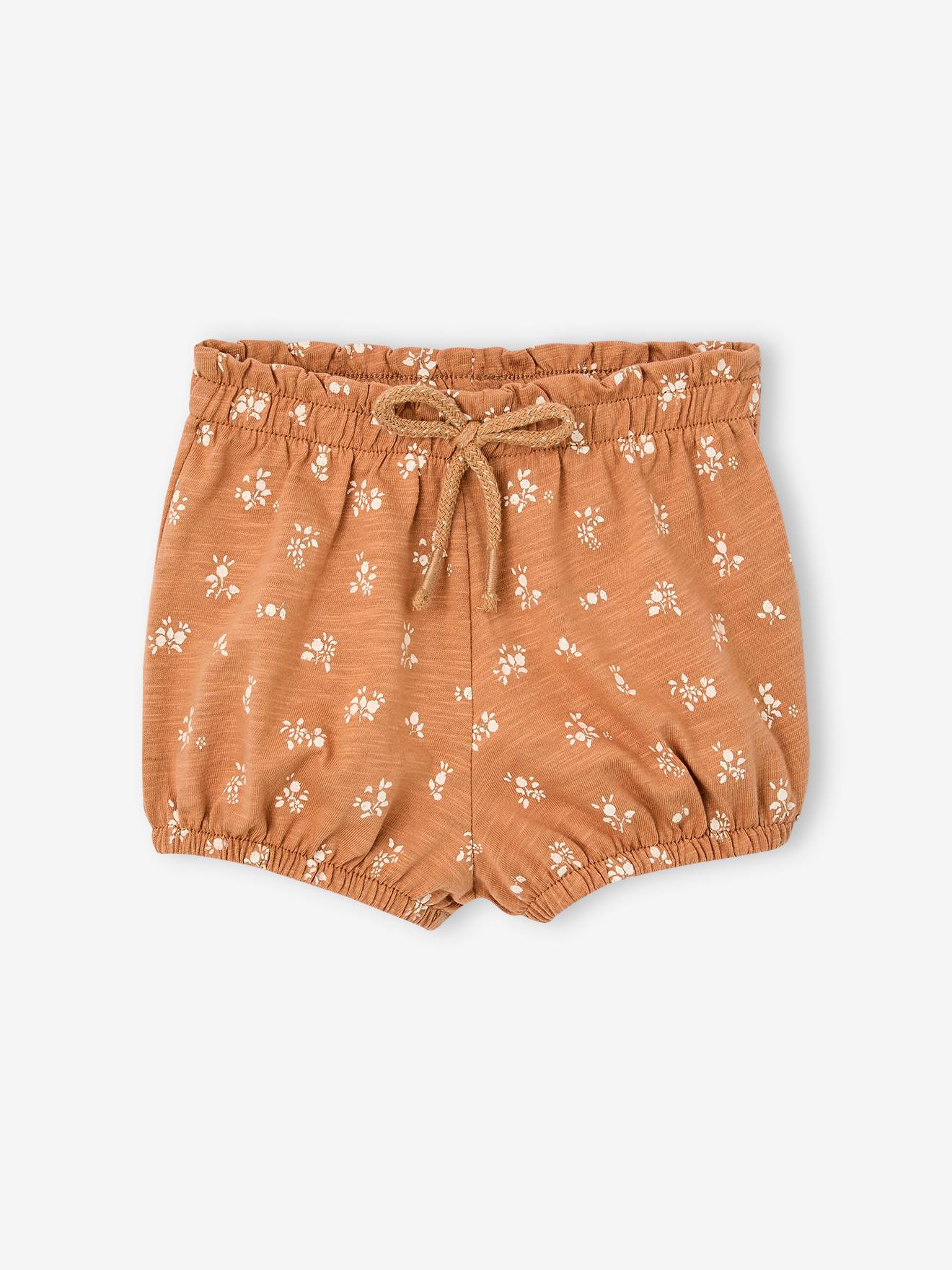 Short bébé fille en maille caramel