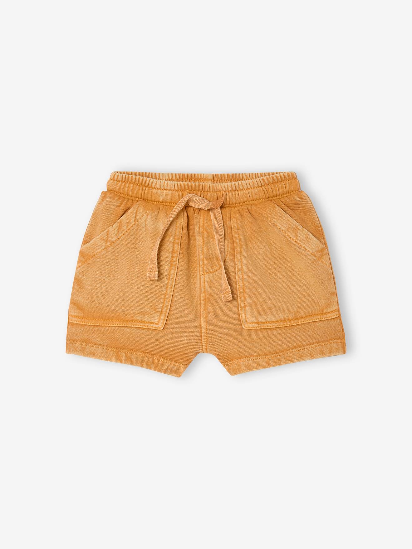 Short en molleton effet vintage bébé ocre