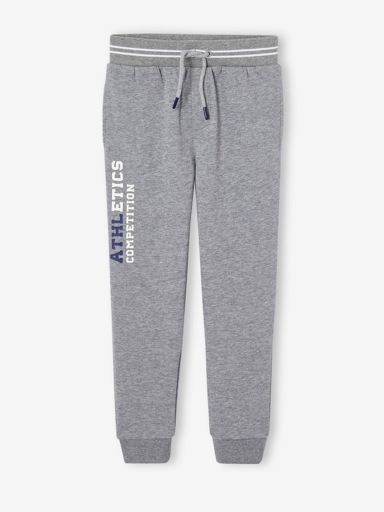 Pantalon jogging sport en molleton garçon gris chiné