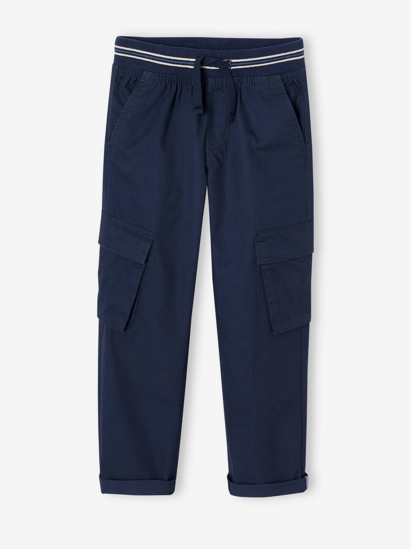 Pantalon cargo droit MorphologiK garçon tour de hanches médium bleu nuit