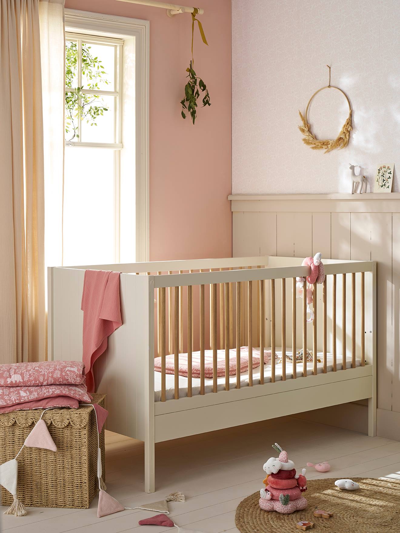 Lit Bébé évolutif 70x140cm LIGNE CHAMPETRE argile