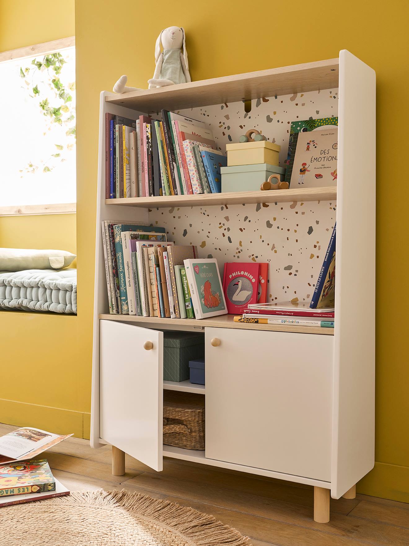 Bibliothèque étagère basse LIGNE TERRAZZO beige