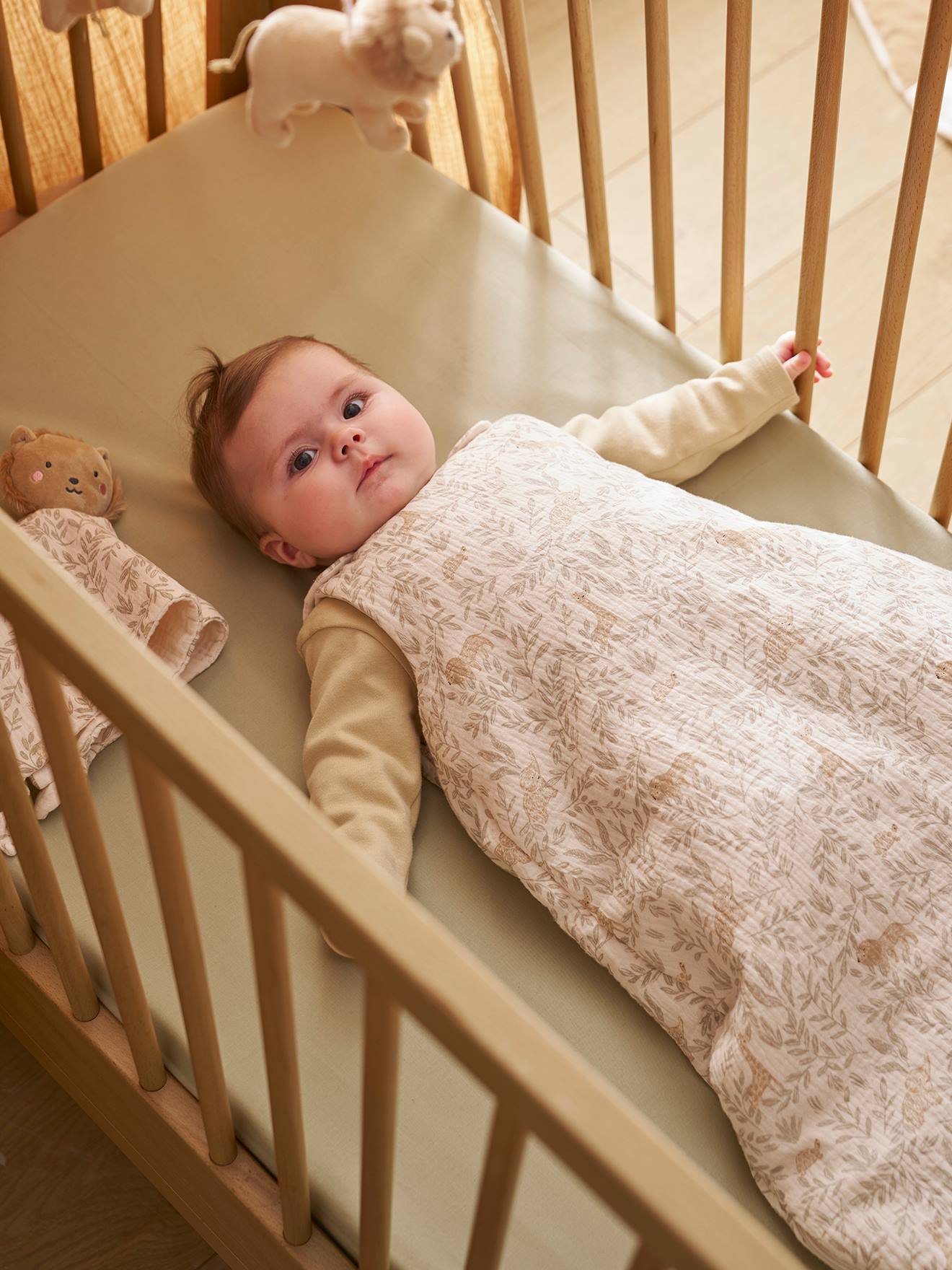 Gigoteuse sans manches en gaze de coton personnalisable BABYLON beige imprimé (Vertbaudet) - Image 2