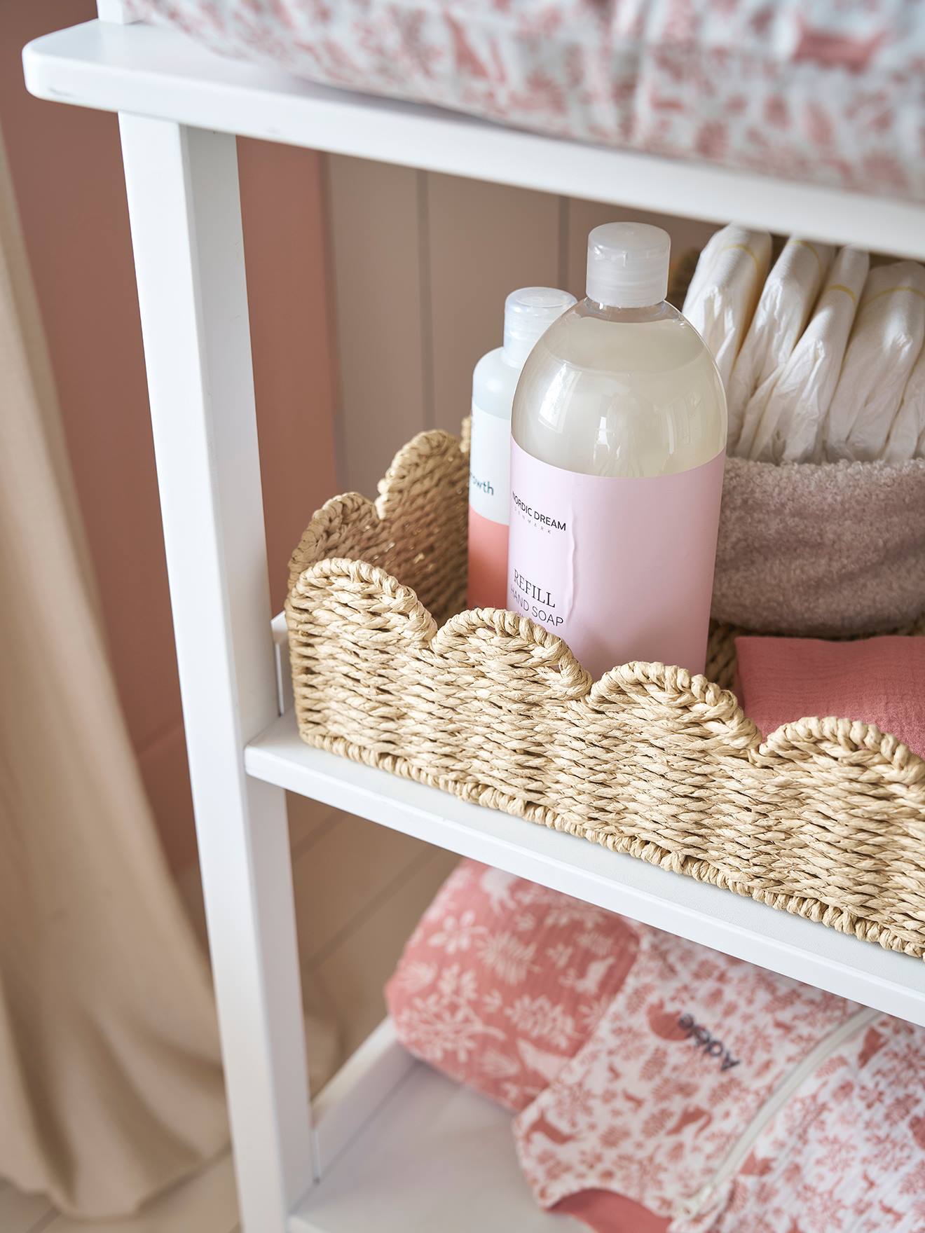 Panier de rangement pour table à langer en corde de papier FESTON beige