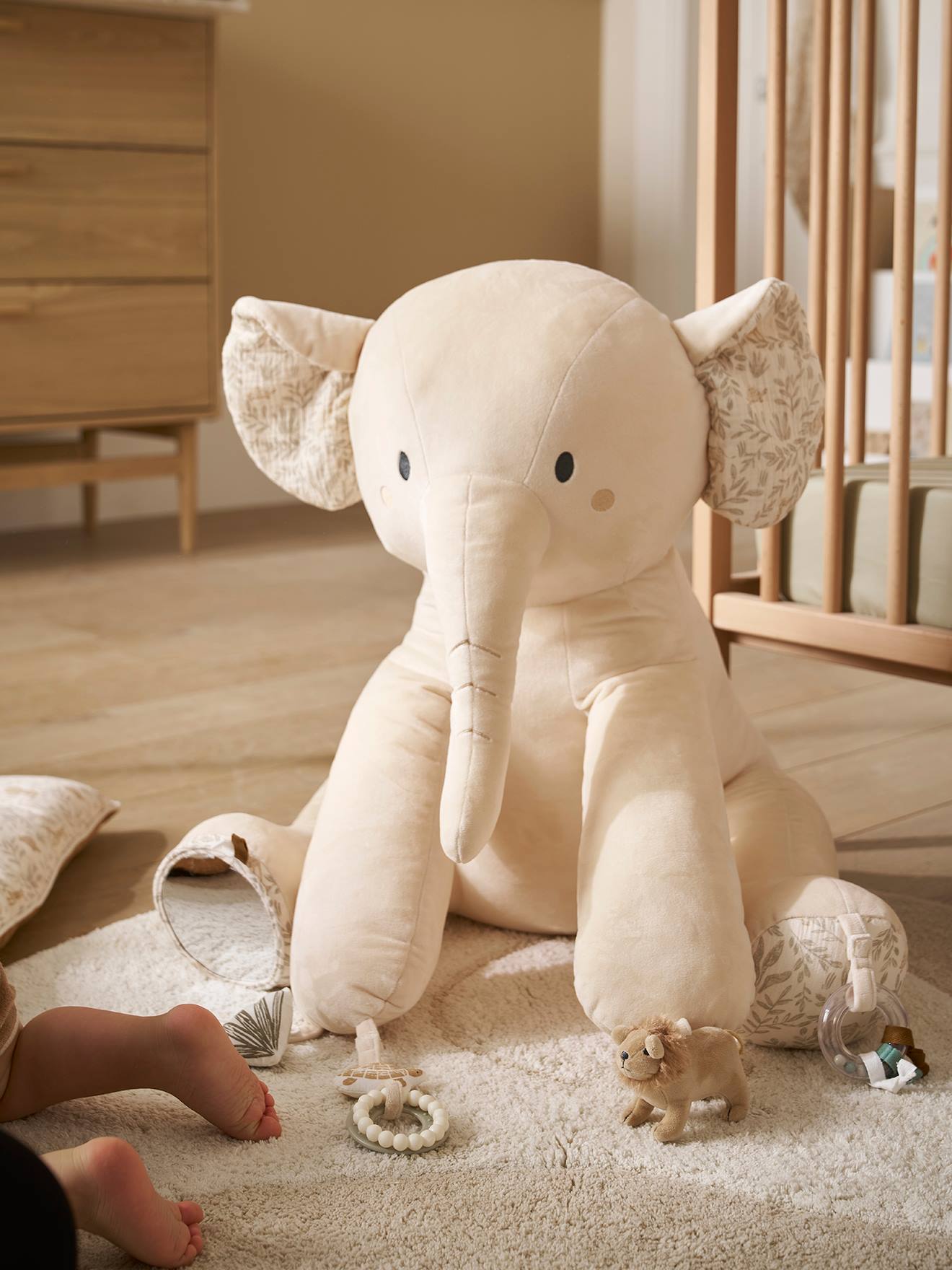 Grande peluche éléphant d'activités BABYLON beige (Vertbaudet) - Image 2