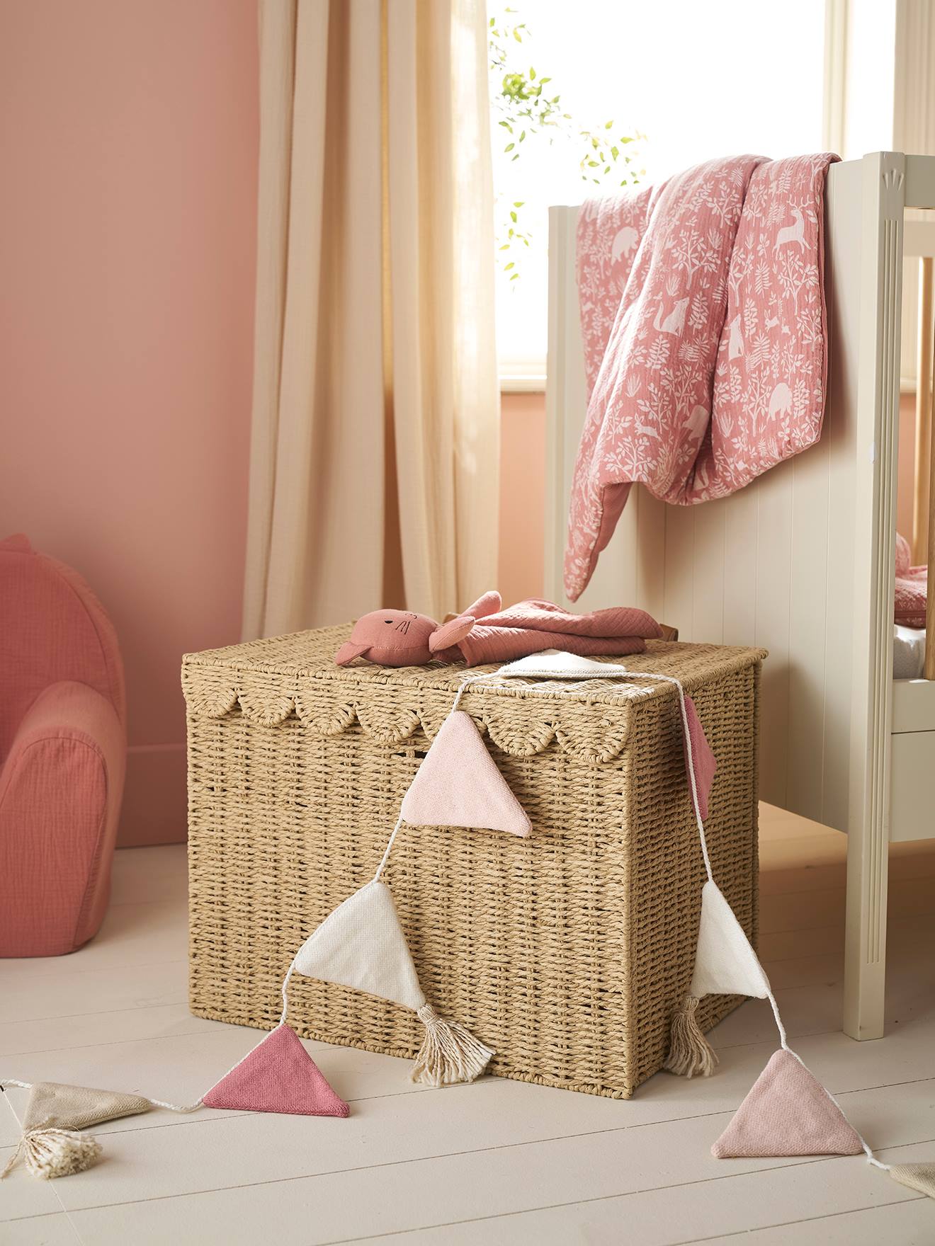 Panier de rangement XL malle en corde de papier FESTON beige - Vertbaudet