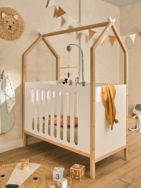 Lit bébé Cabane LIGNE COCONUT transformable en banquette blanc+Sable 4 - vertbaudet enfant 