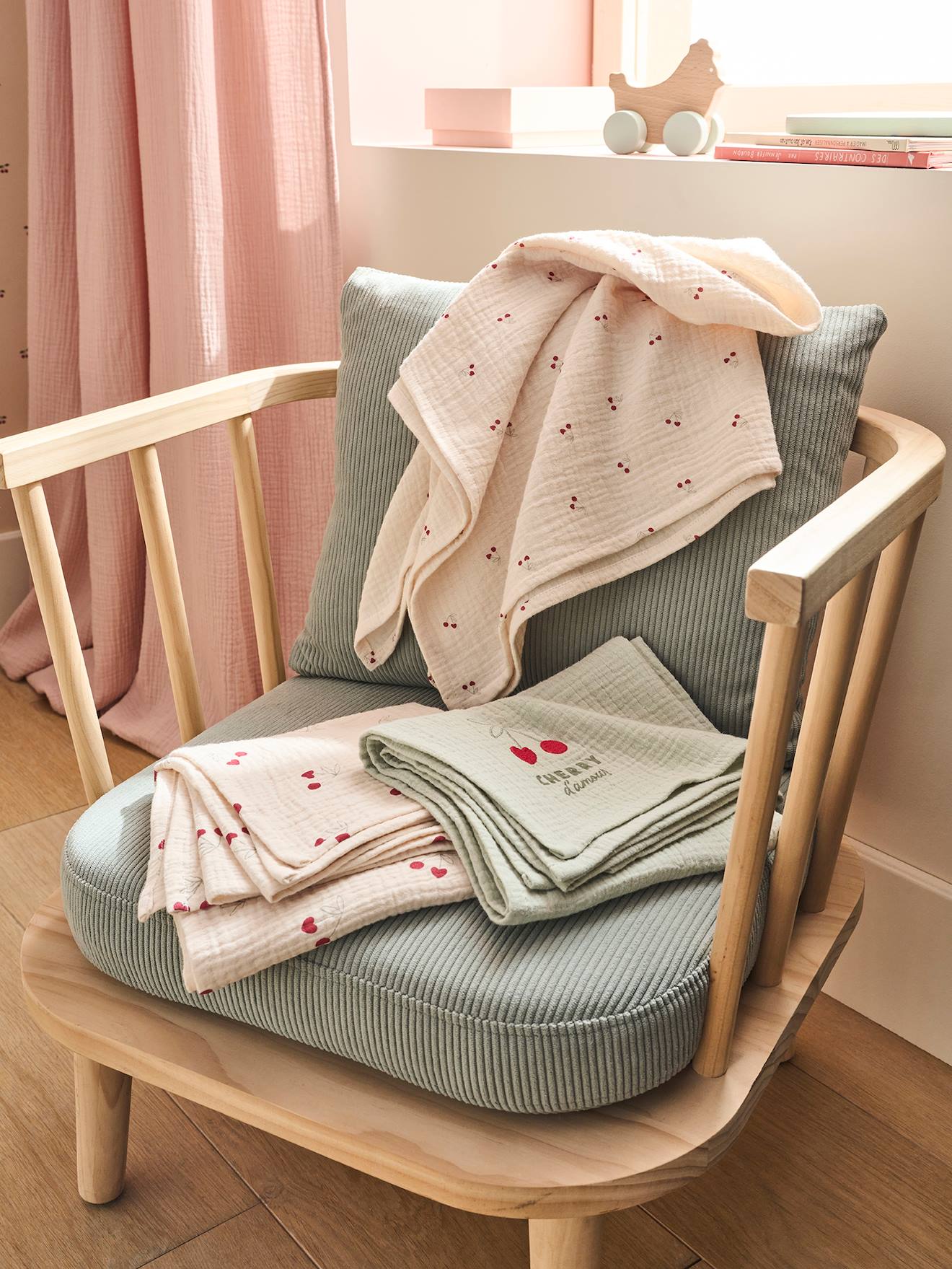 Lot de 3 langes CHERRY beige imprimé (Vertbaudet) - Image 2