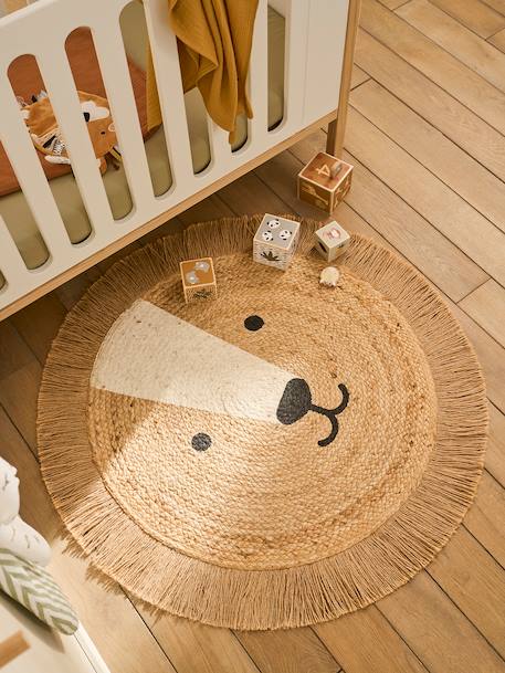 Vertbaudet - Tapis rond en jute Lion beige doré