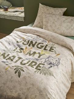 Parure housse de couette + taie oreiller enfant GREEN JUNGLE, avec coton recyclé  - vertbaudet enfant
