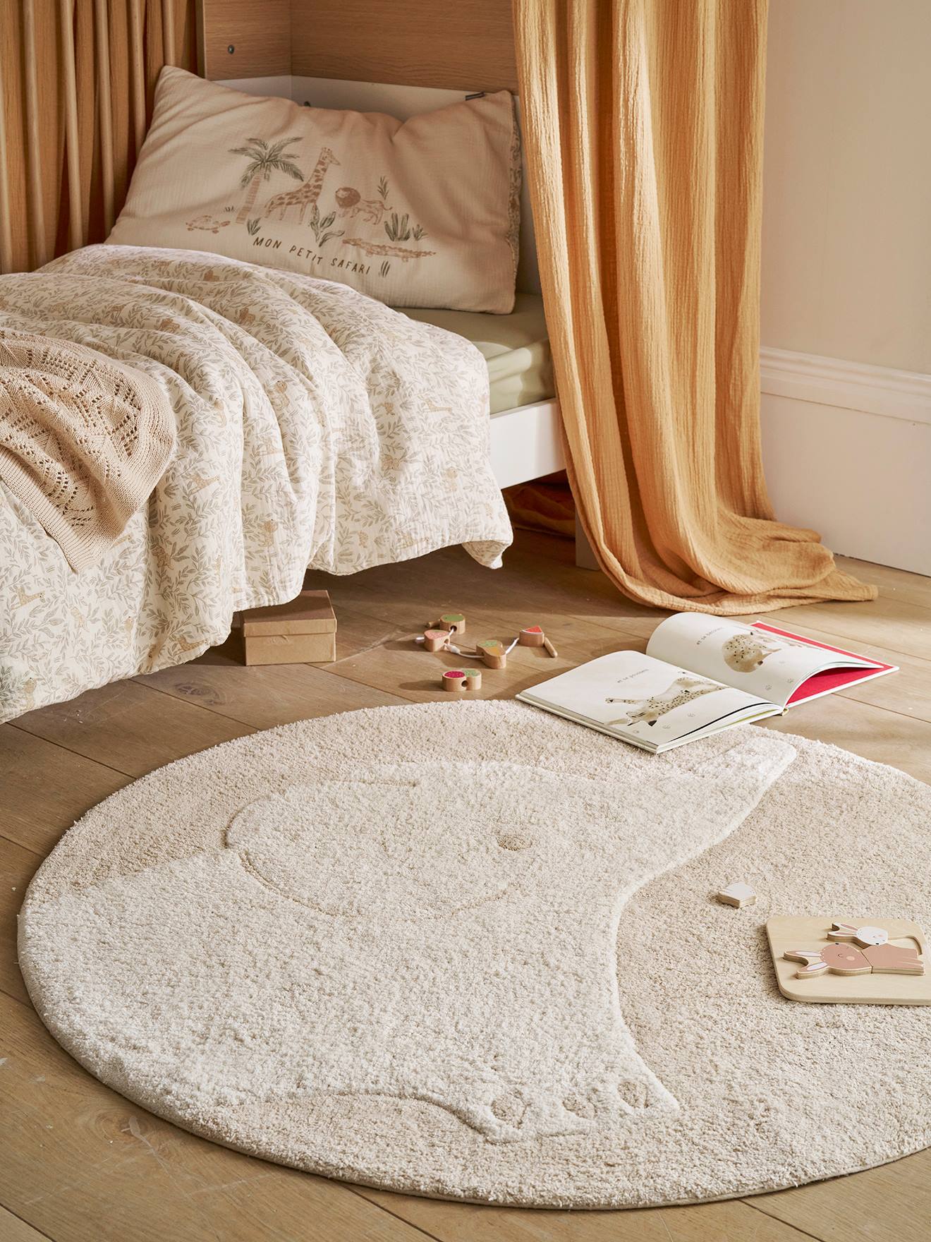 Tapis rond Éléphant écru