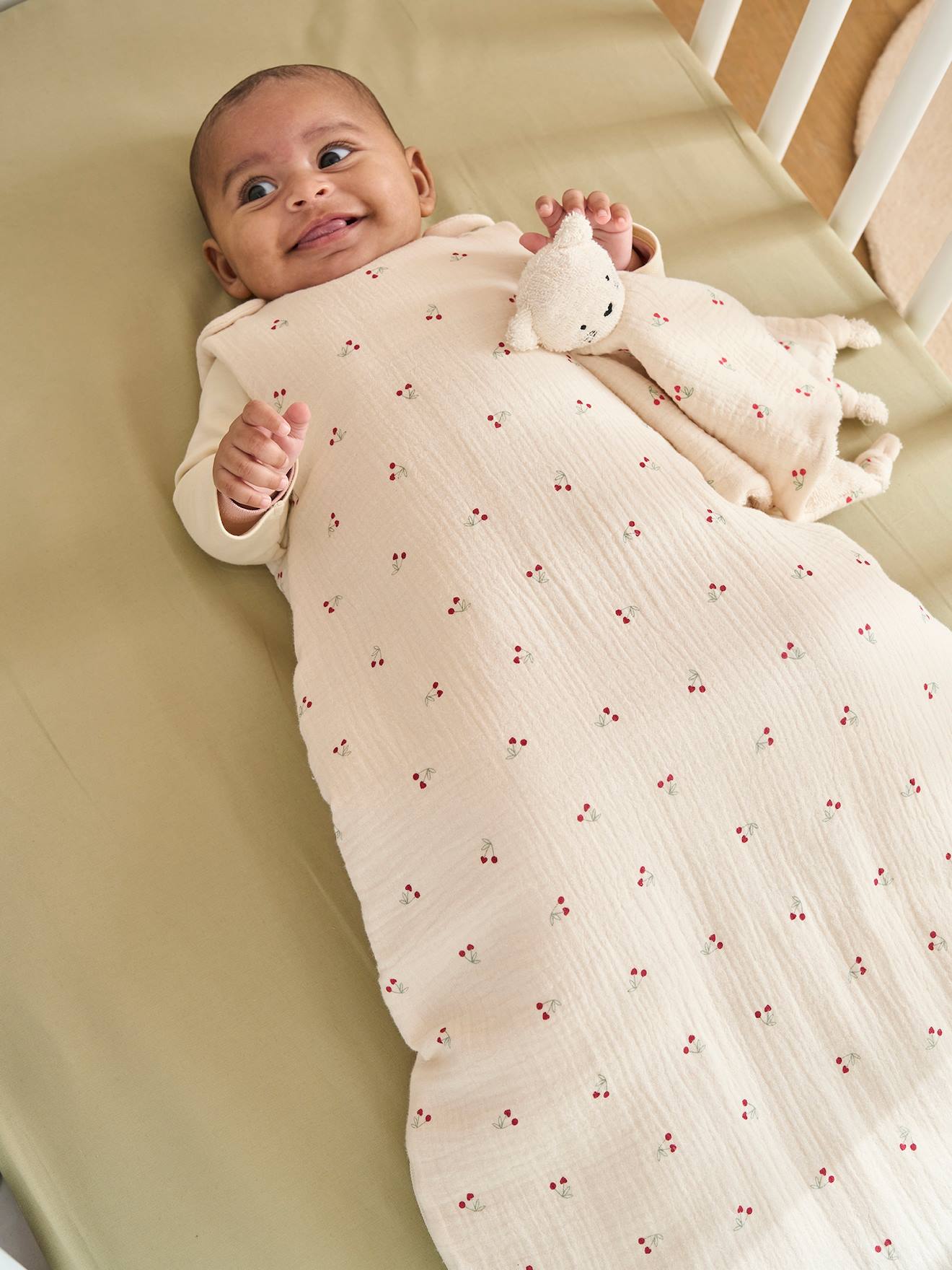 Gigoteuse sans manches CHERRY personnalisable beige imprimé