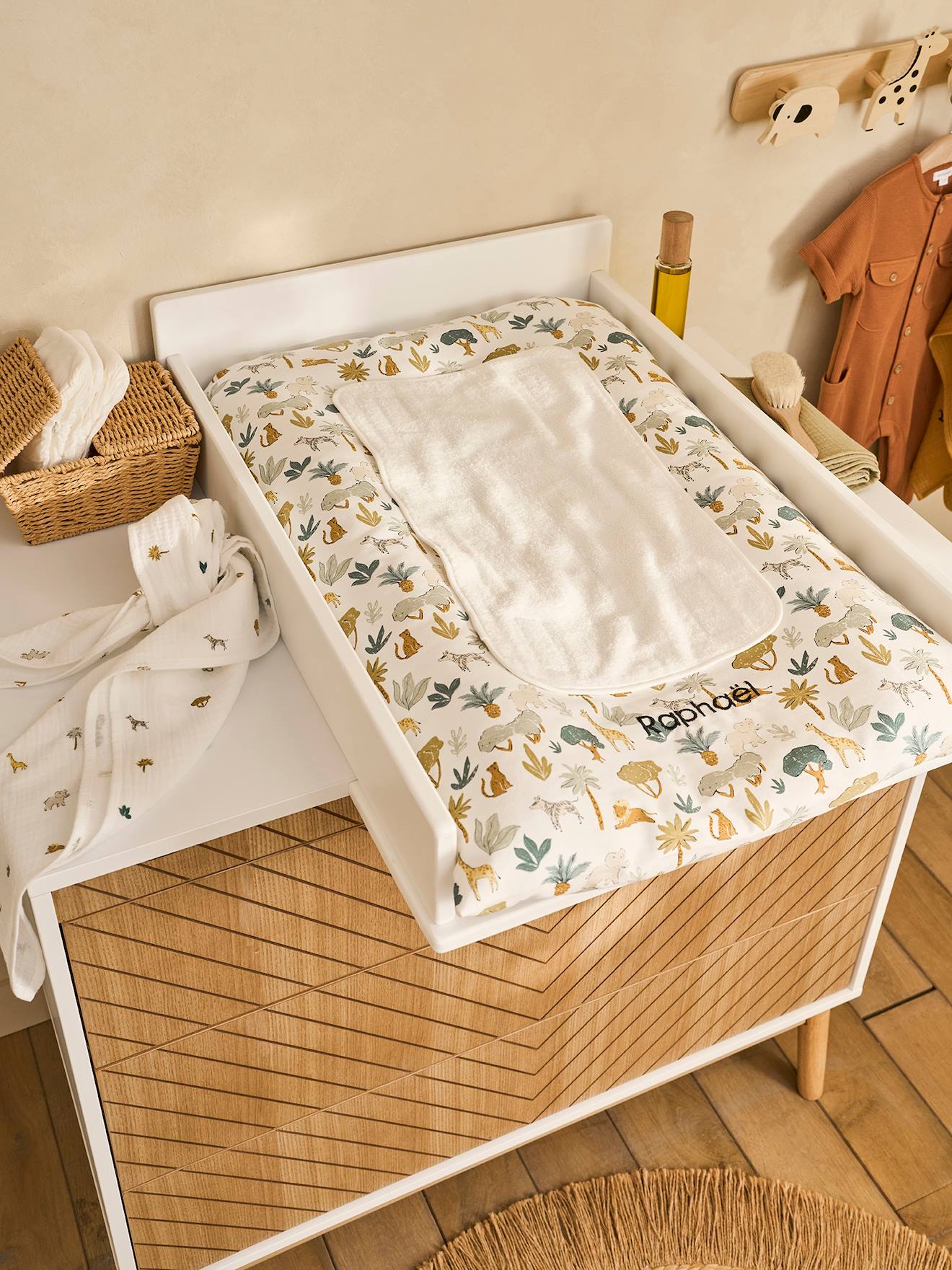 VERTBAUDET Matelas à Langer Dragon Blanc Imprimé 72x49cm