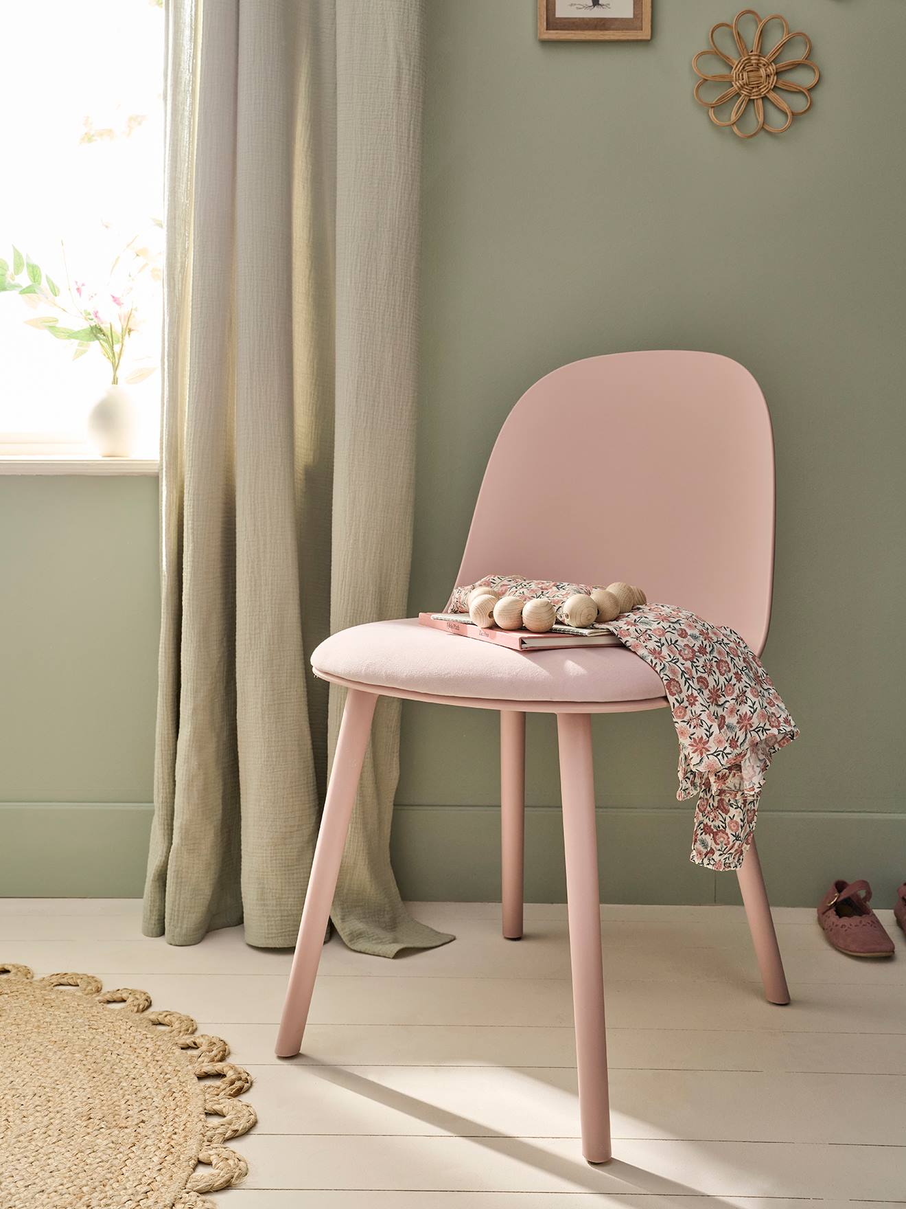 Chaise enfant velours rose