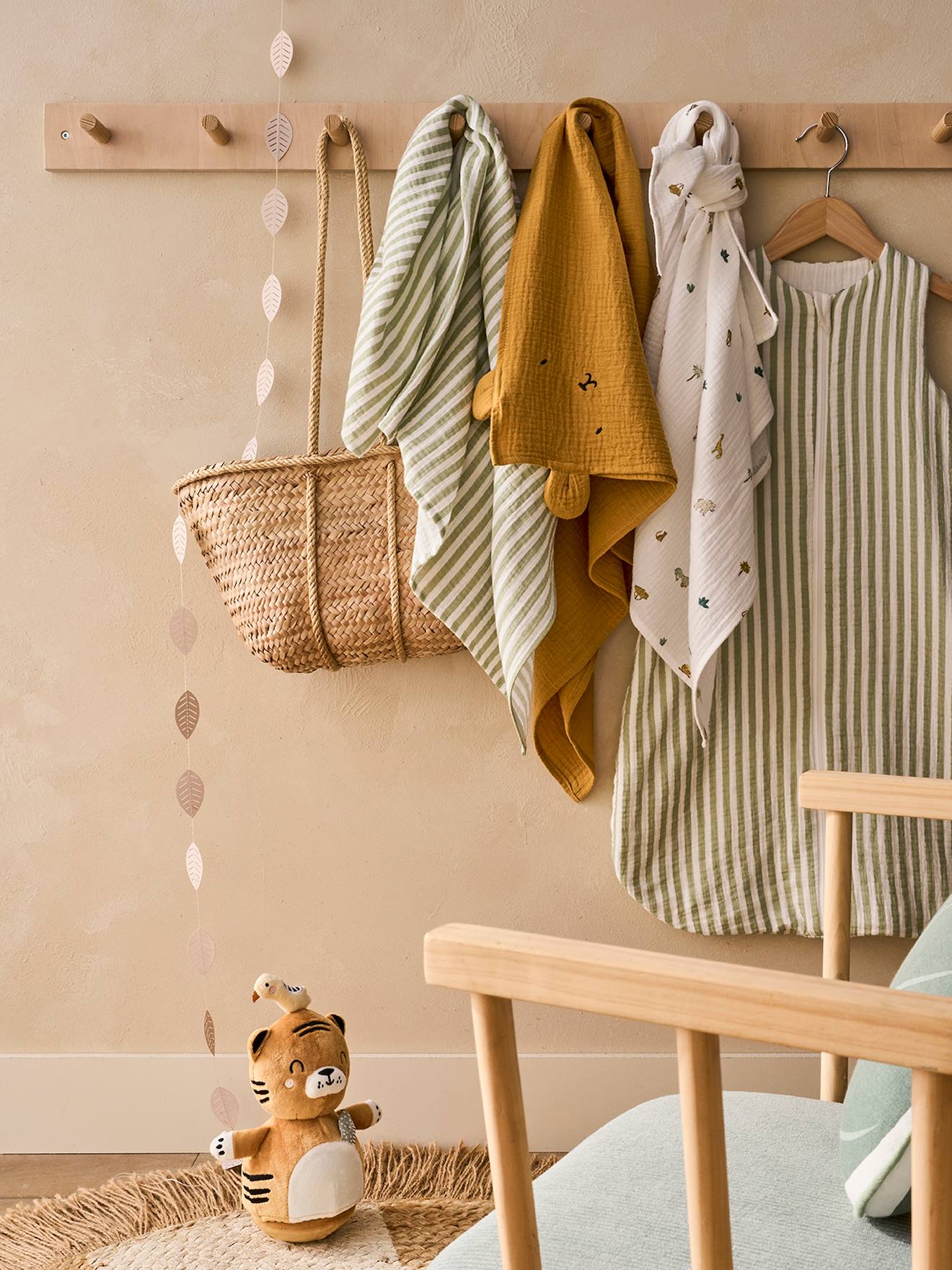 Lot de 3 langes en gaze de coton SAVANA multicolore