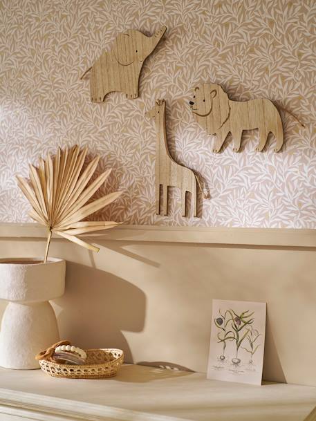 Vertbaudet - Lot de 3 décorations murales Animaux de la jungle beige