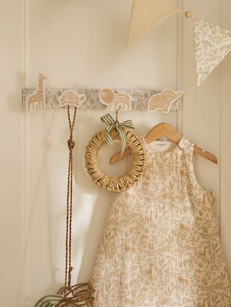 Vertbaudet - Patère 4 animaux BABYLON beige imprimé