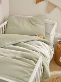 Parure bébé housse de couette + taie d'oreiller unie en gaze de coton Bio*  - vertbaudet enfant