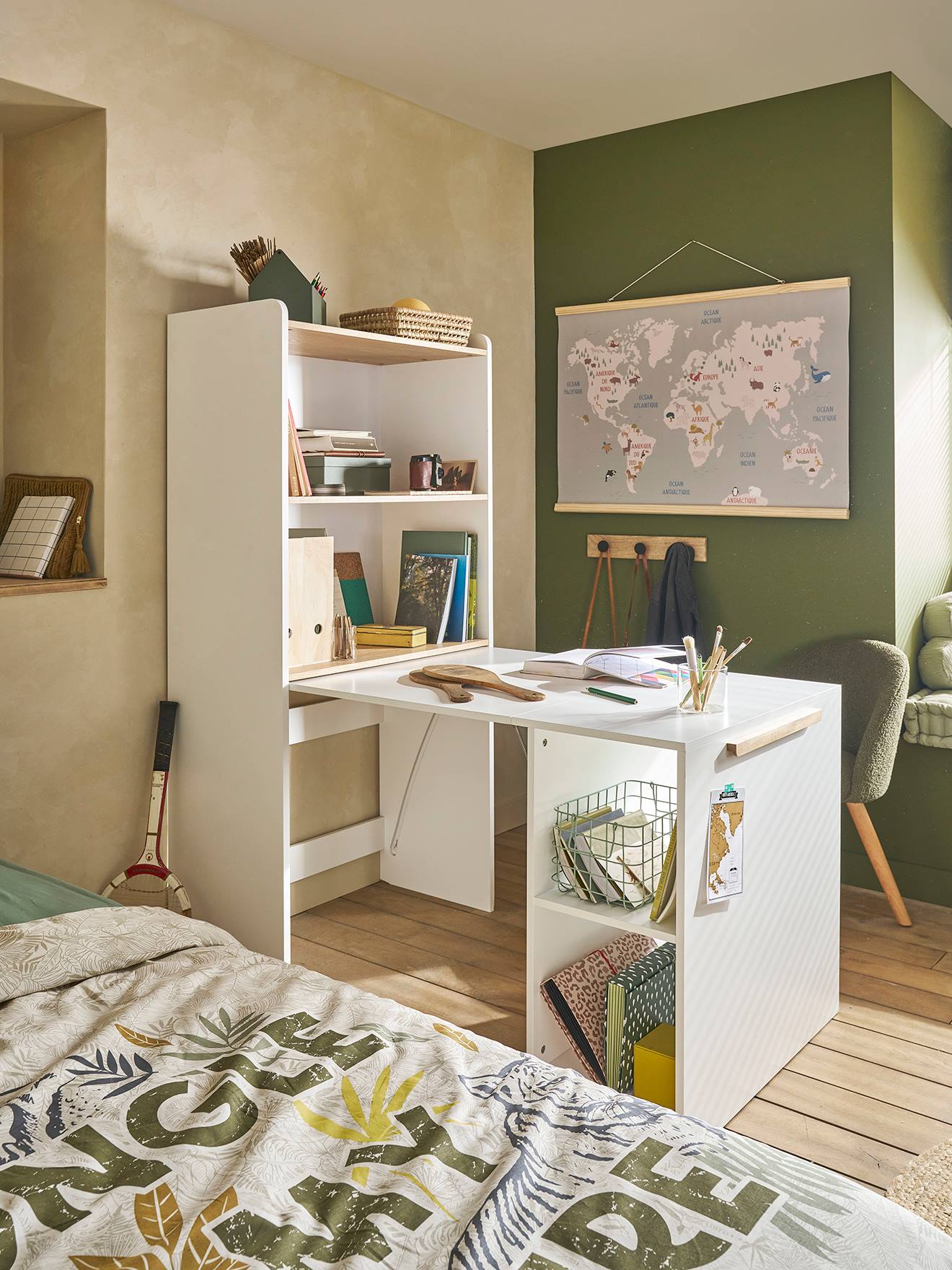 Bibliothèque avec bureau intégré Modulo blanc