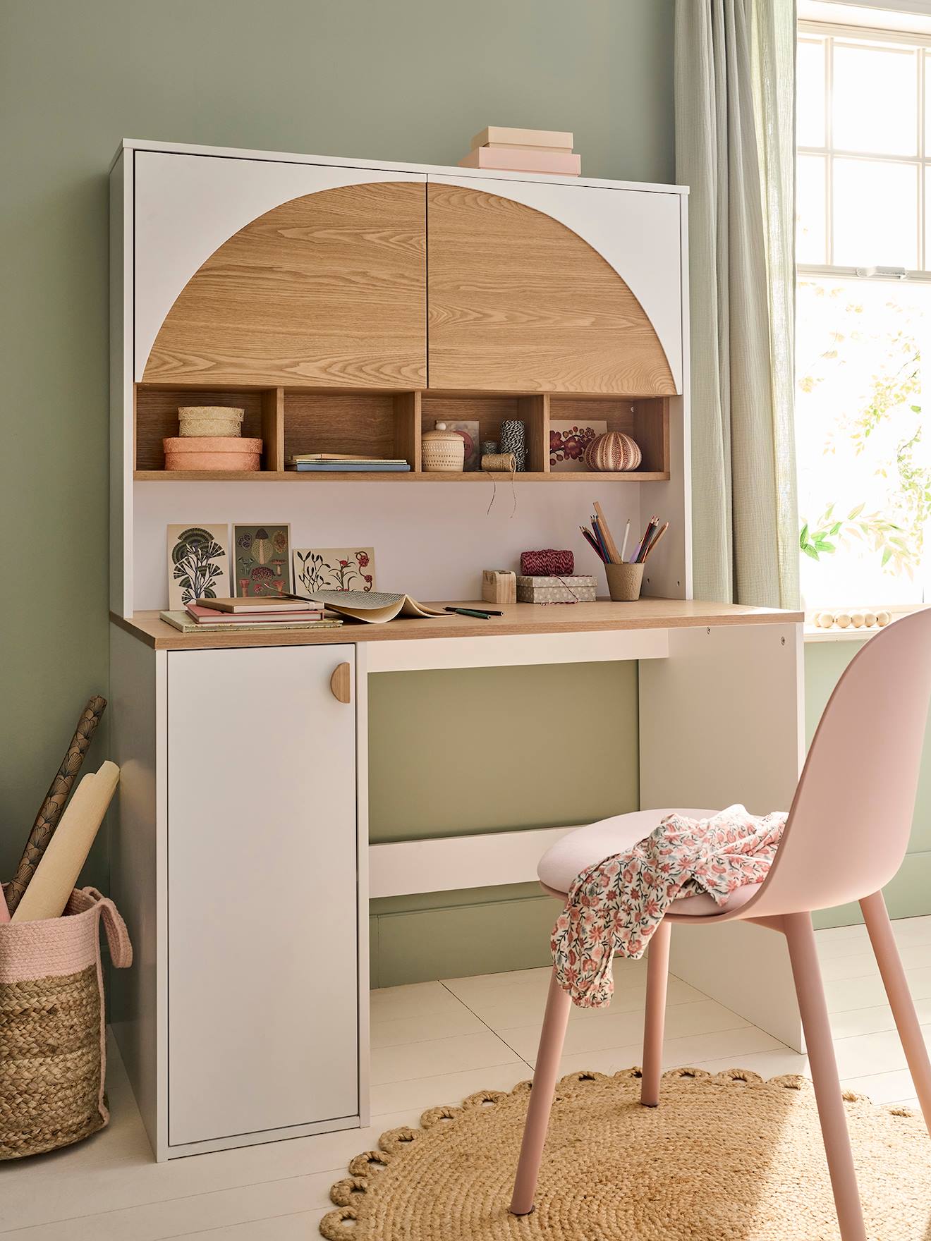 Bureau enfant avec rangements LIGNE ROMA blanc