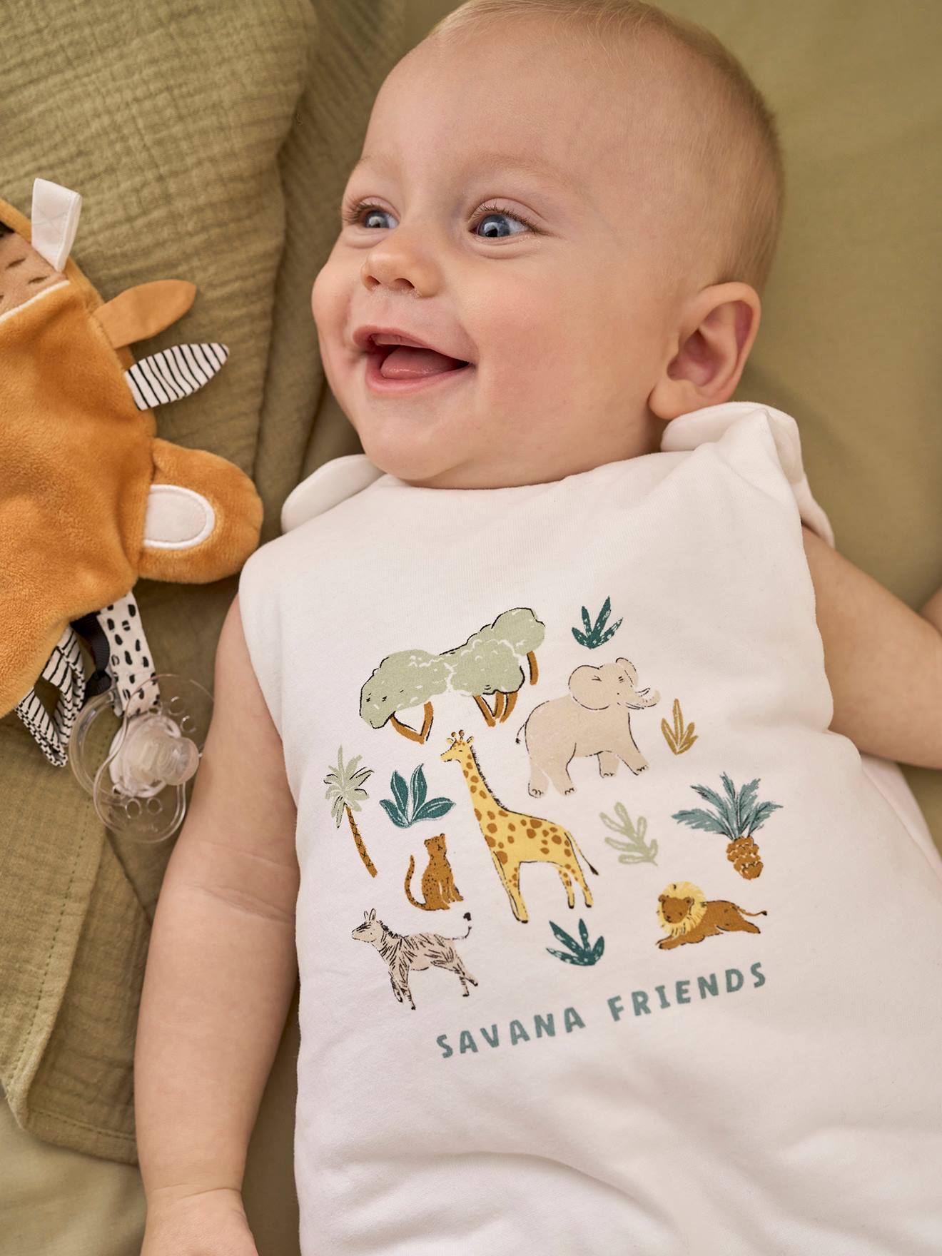 Gigoteuse sans manches SAVANA blanc imprimé