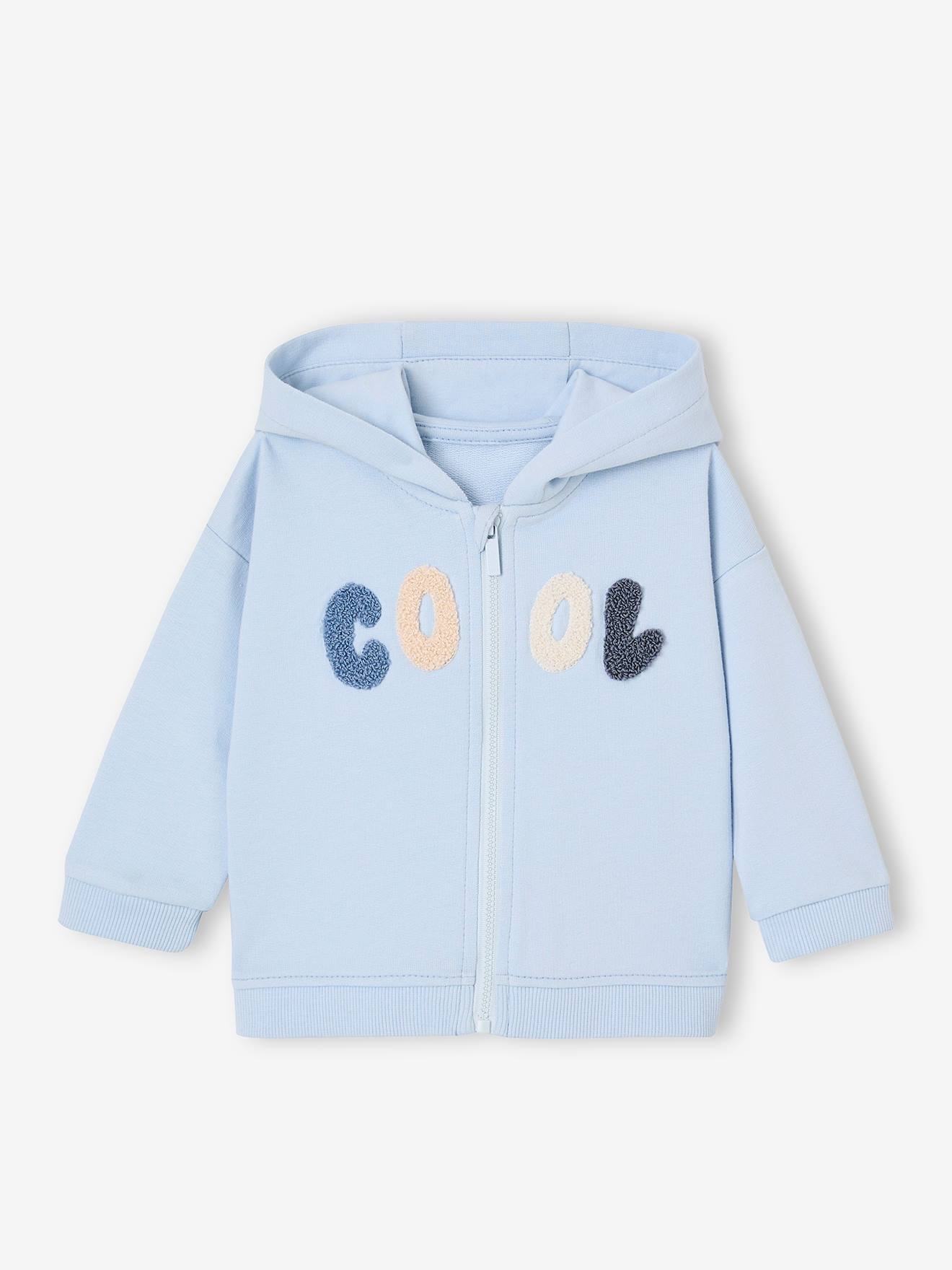 Sweat bébé zippé à capuche bleu ciel