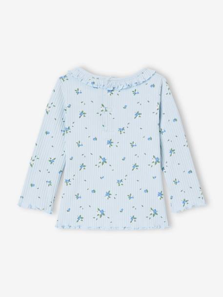 T-shirt bébé en maille côtelée manches longues bleu ciel+rose pâle 5 - vertbaudet enfant 