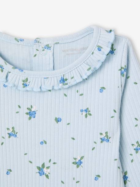 T-shirt bébé en maille côtelée manches longues bleu ciel+rose pâle 2 - vertbaudet enfant 