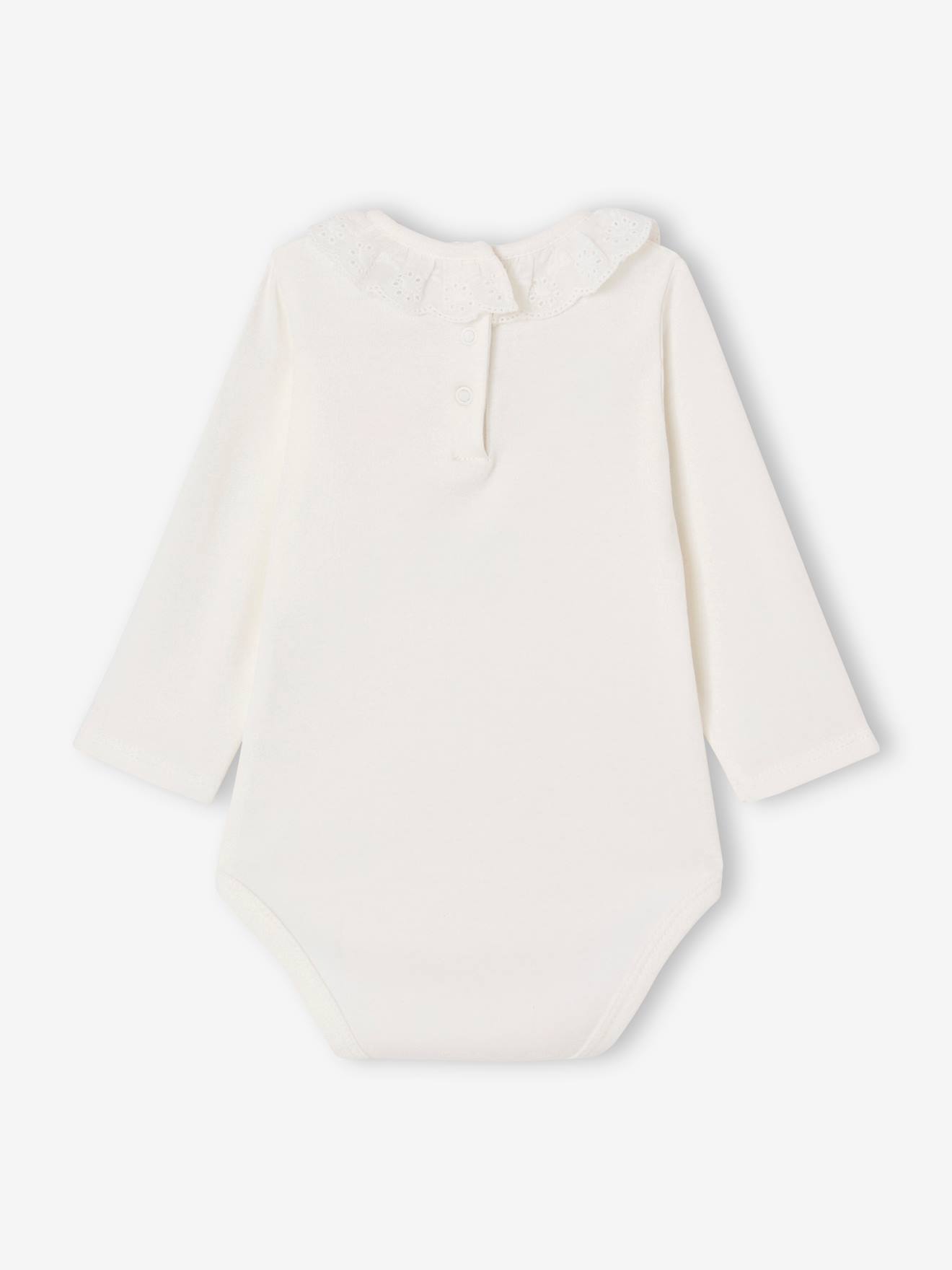 Body bébé col en broderie anglaise manches longues écru (Vertbaudet) - Image 2