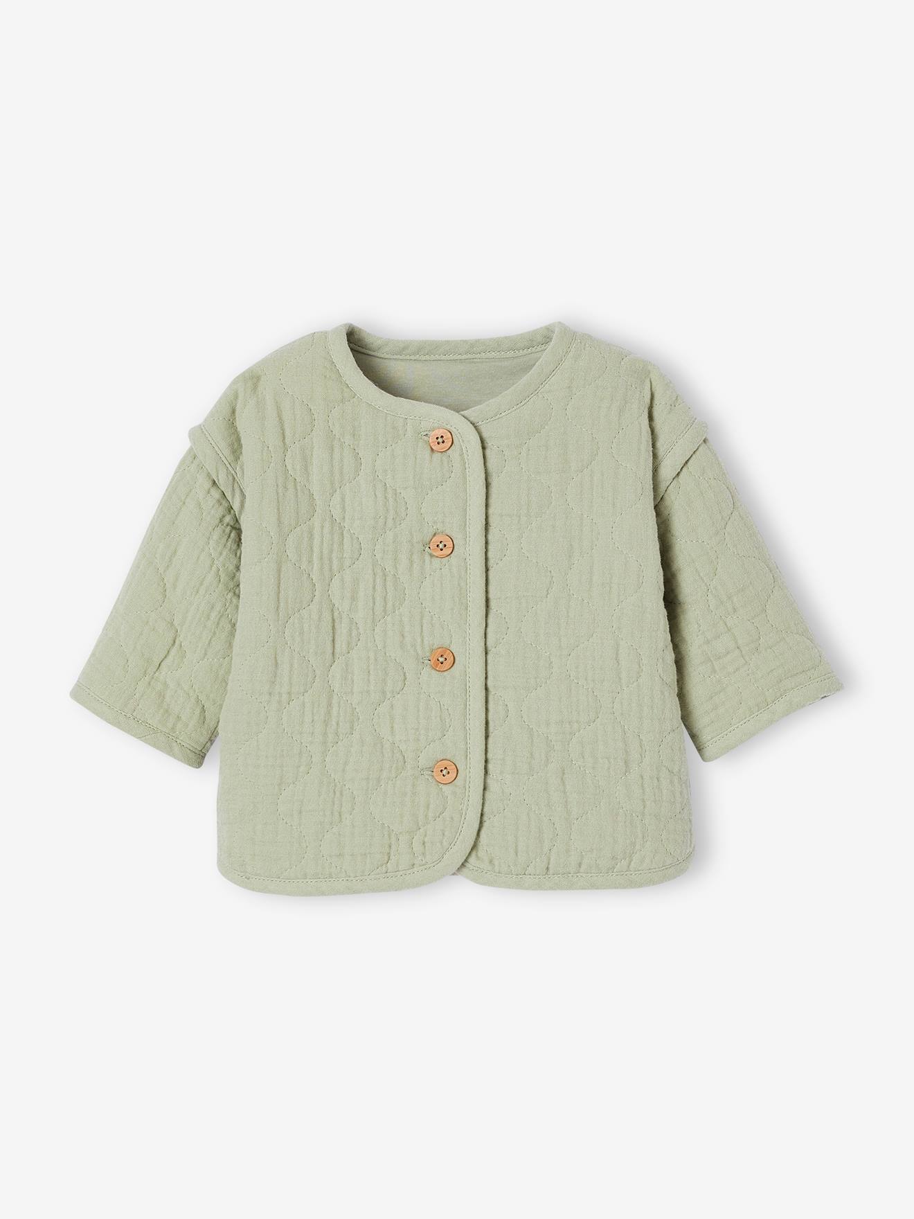 Veste matelassée bébé et doudou coffret cadeau naissance vert sauge (Vertbaudet) - Image 1