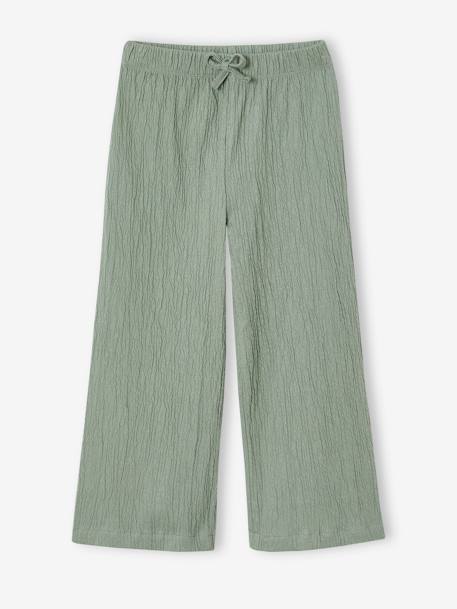 Pantalon fille legging large blanc imprimé+corail+mauve+vert sauge 12 - vertbaudet enfant 