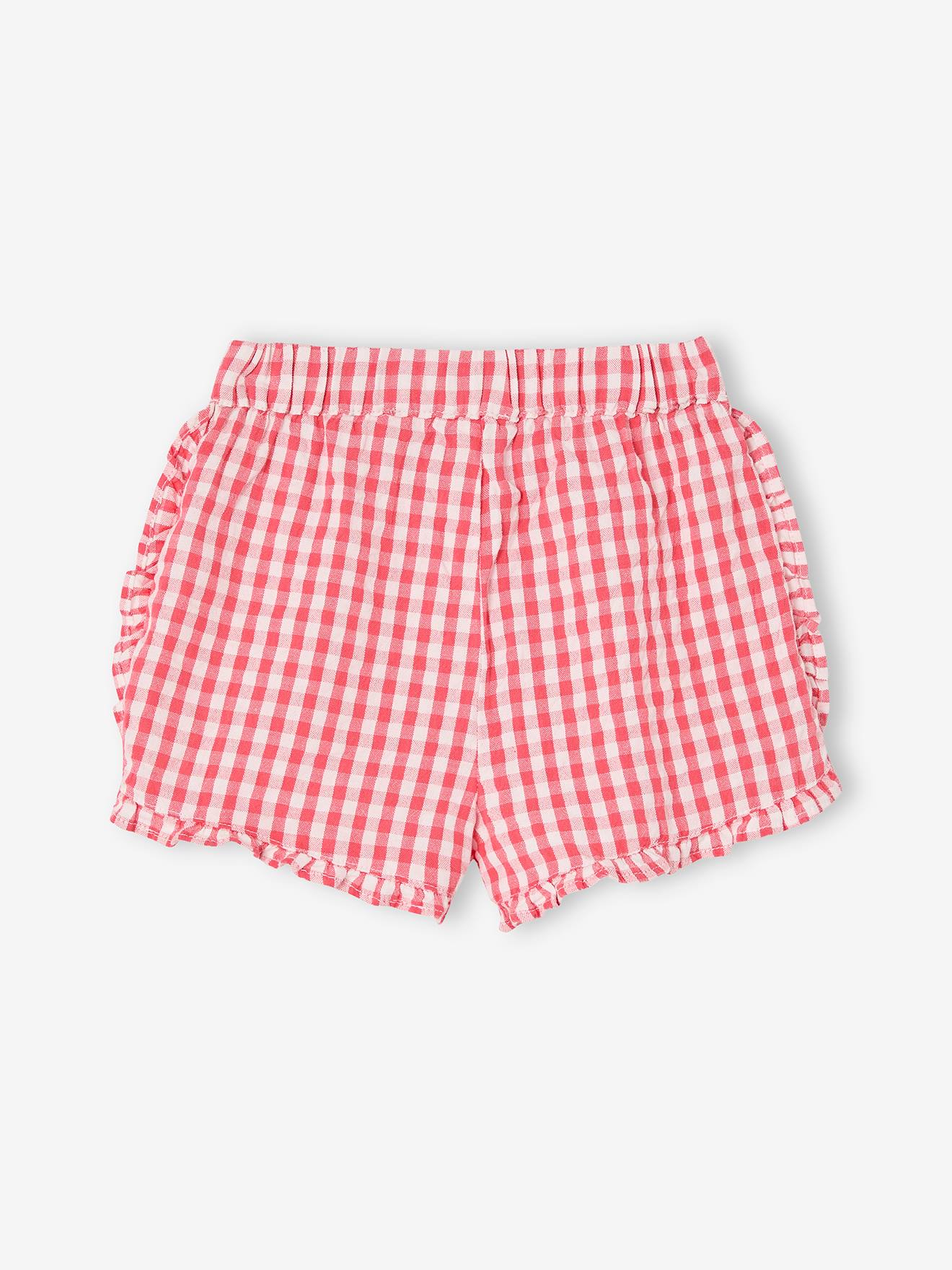 Short vichy en seersucker bébé carreaux rouge (Vertbaudet) - Image 1