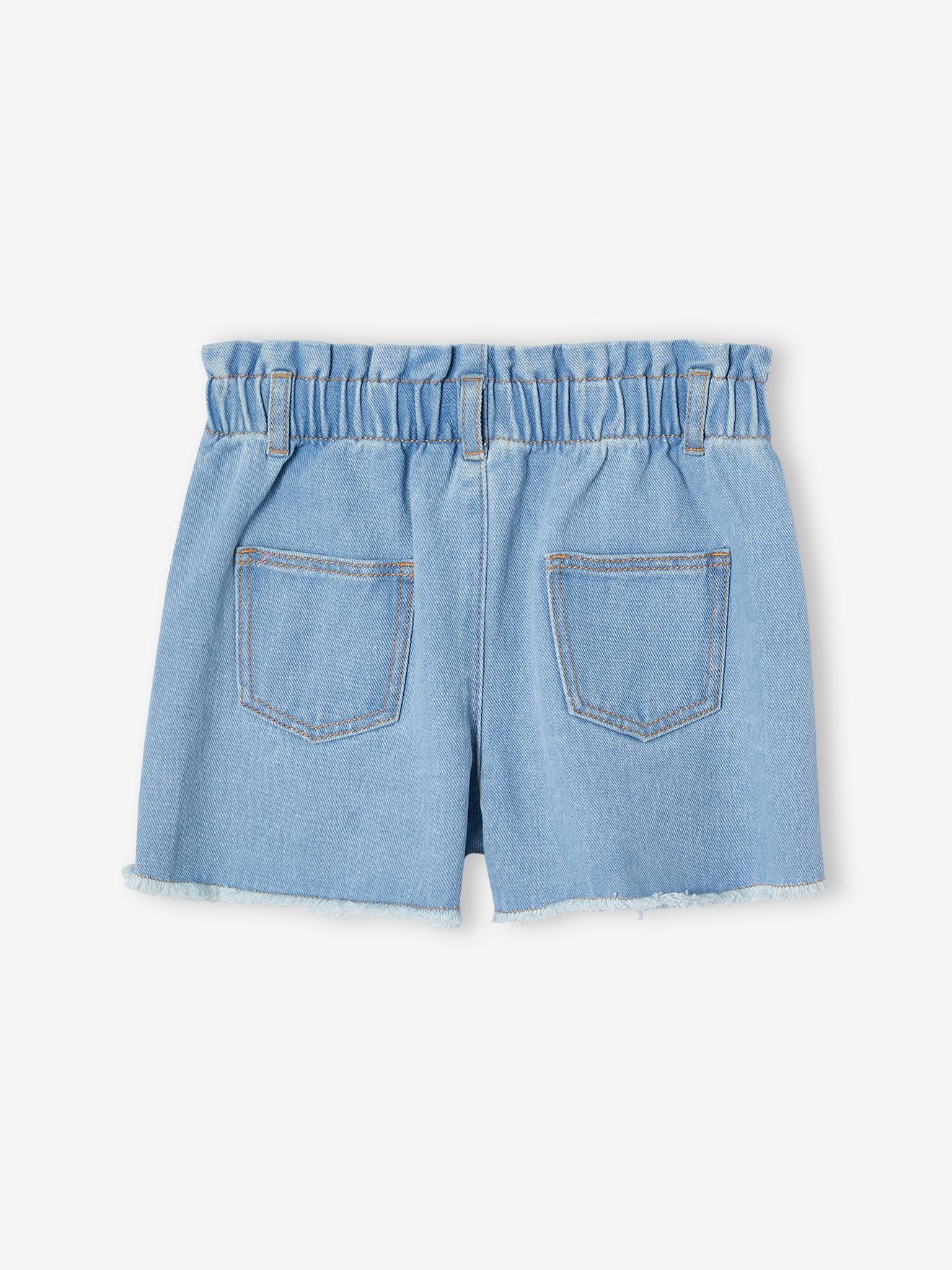 Short En Jean Fille Marks & Spencer 9-10 Ans - Bleu Clair Brodé Fleurs