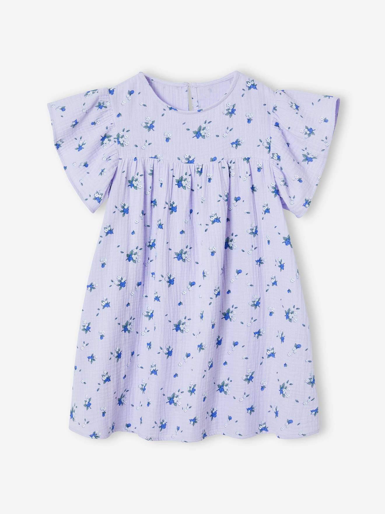 Robe en gaze de coton fille lavande