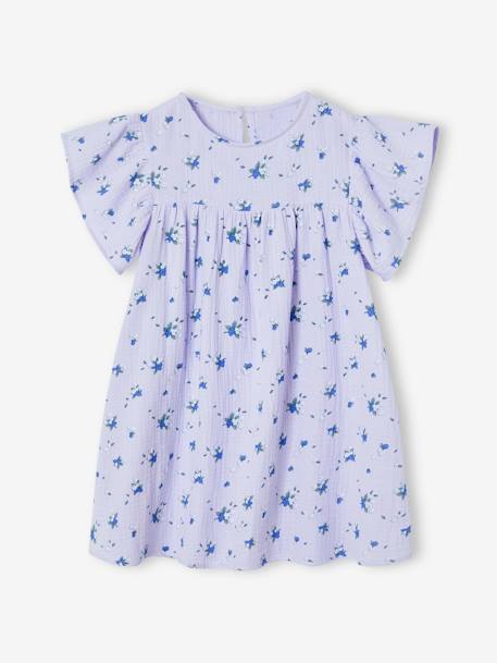Fille-Robe fille en gaze de coton imprimée