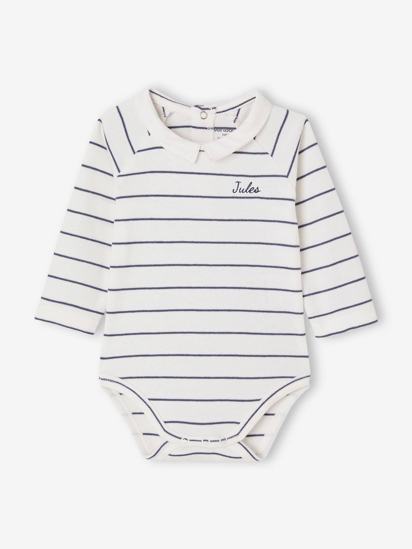VERTBAUDET – Lot De 5 Bodies Manches Longues Bébé – Emmanchure Américaine – Kaki Foncé – Taille 1 Mois