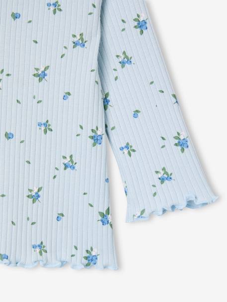 T-shirt bébé en maille côtelée manches longues bleu ciel+rose pâle 3 - vertbaudet enfant 