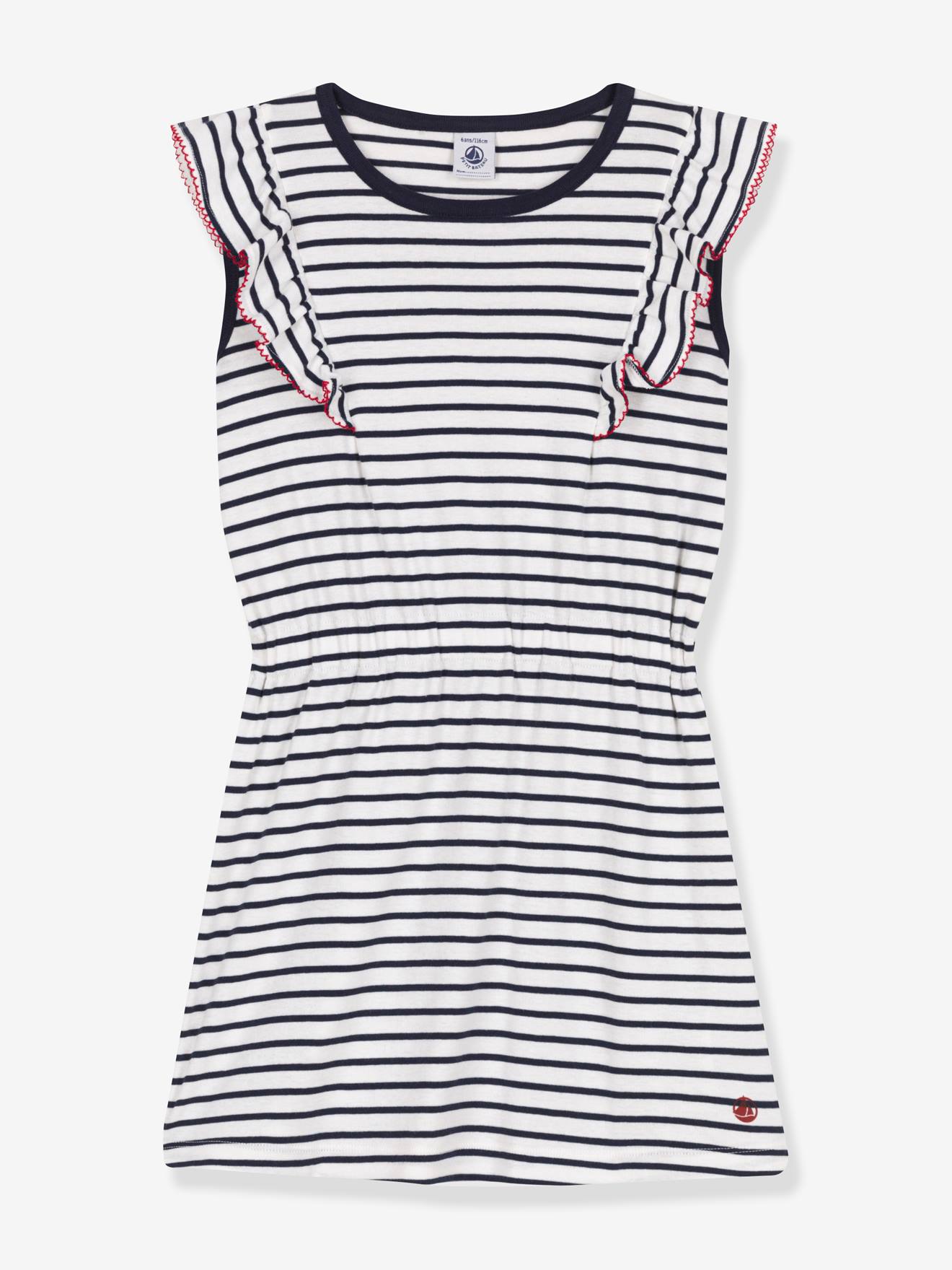 Robe à rayures enfant en coton marine