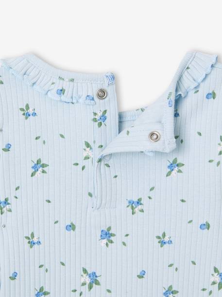 T-shirt bébé en maille côtelée manches longues bleu ciel+rose pâle 4 - vertbaudet enfant 