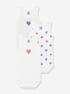 -Lot de 3 bodies sans manches coeurs rayés bébé Petit Bateau