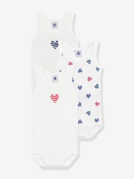 Bébé-Lot de 3 bodies sans manches coeurs rayés bébé Petit Bateau